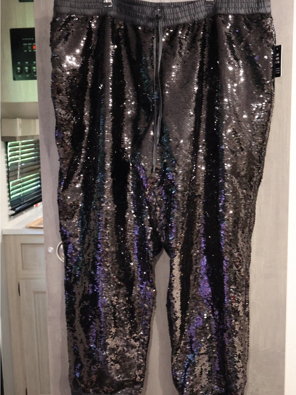 Express Black Sequin Joggers
